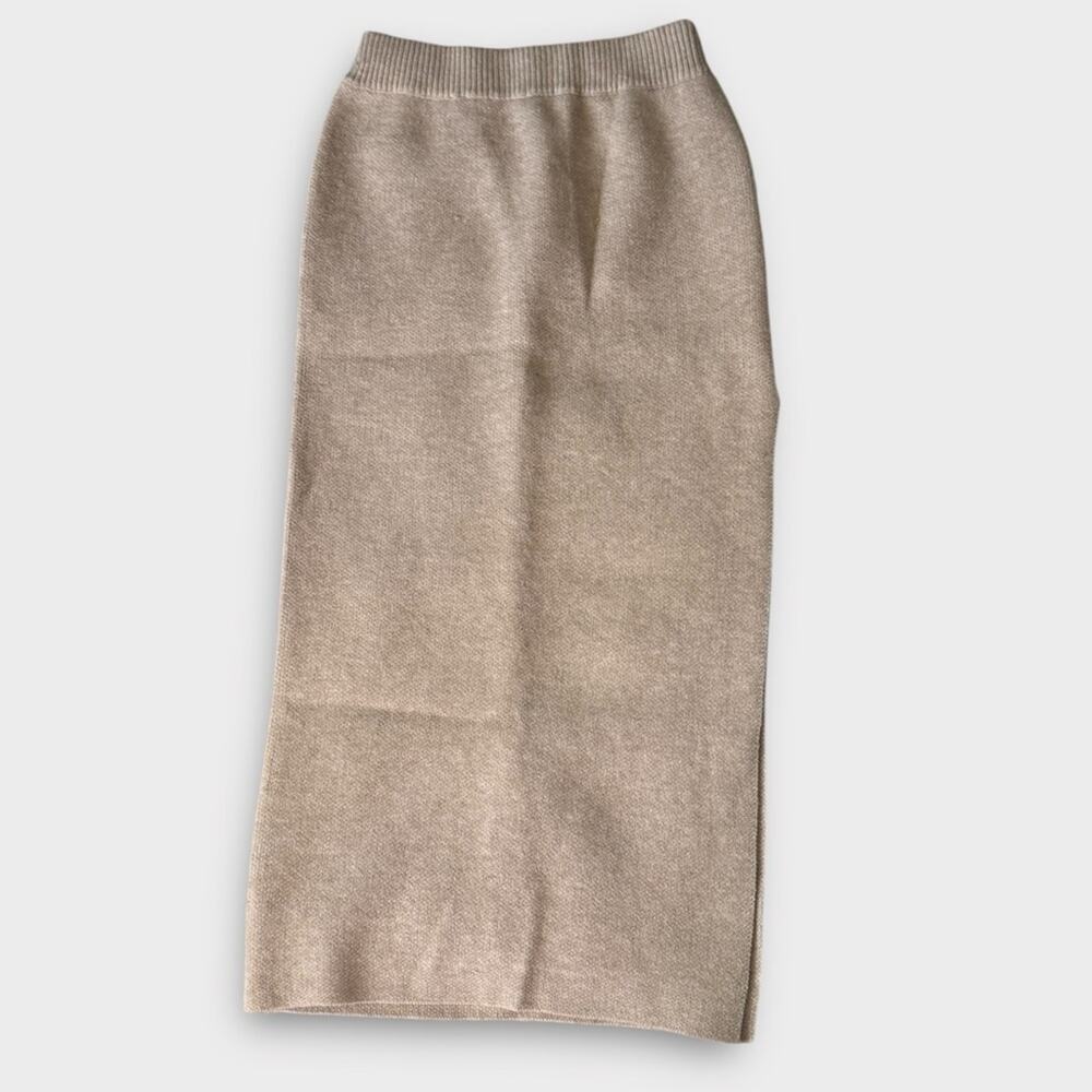 NEW Cupshe x JoJo Khaki Split Hem Maxi Sweater Skirt Medium - Picture 4 of 15